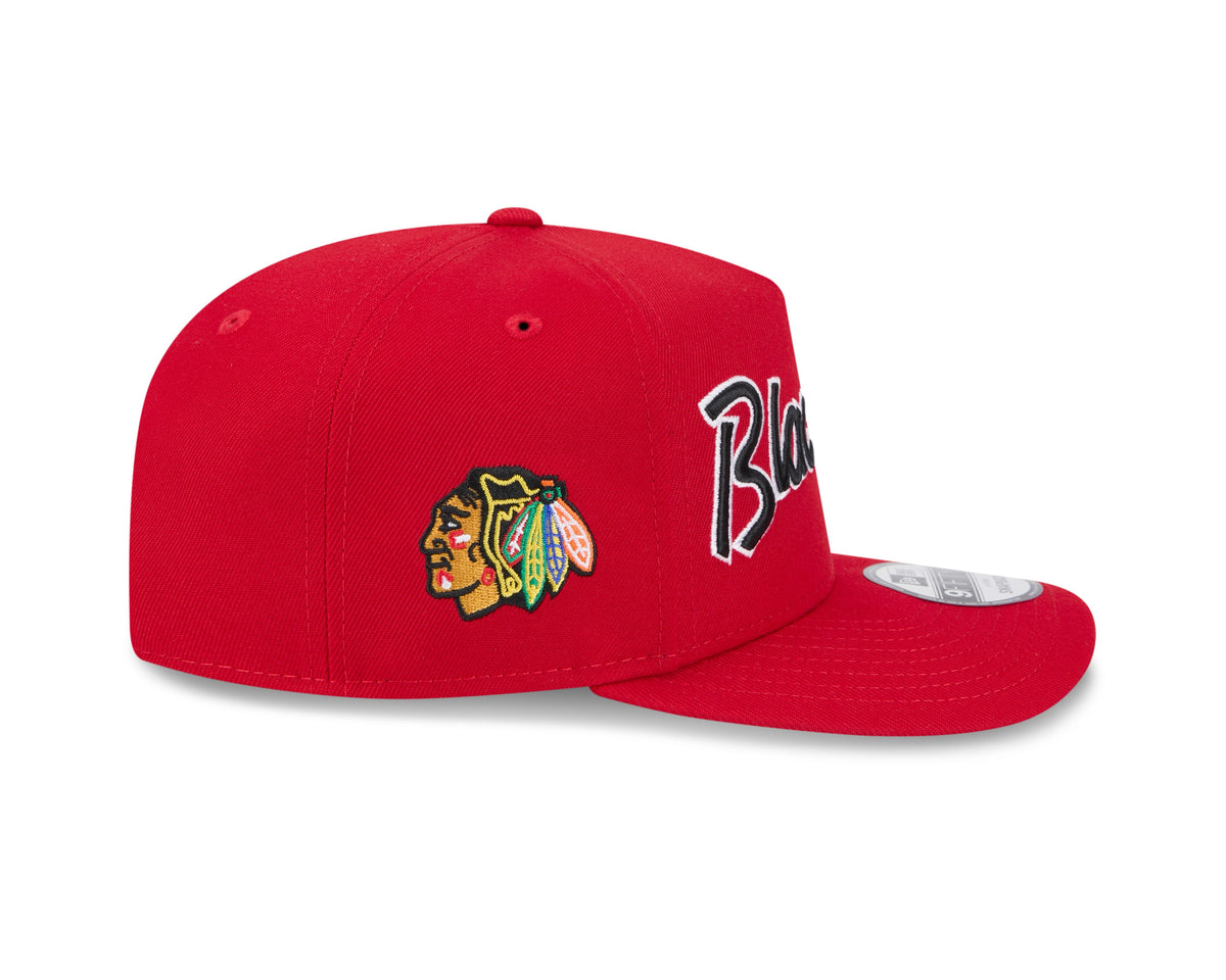 Chicago Blackhawks NHL New Era Men Red 9FIfty Script A-Frame Snapback product image 3, provided for visual reference and