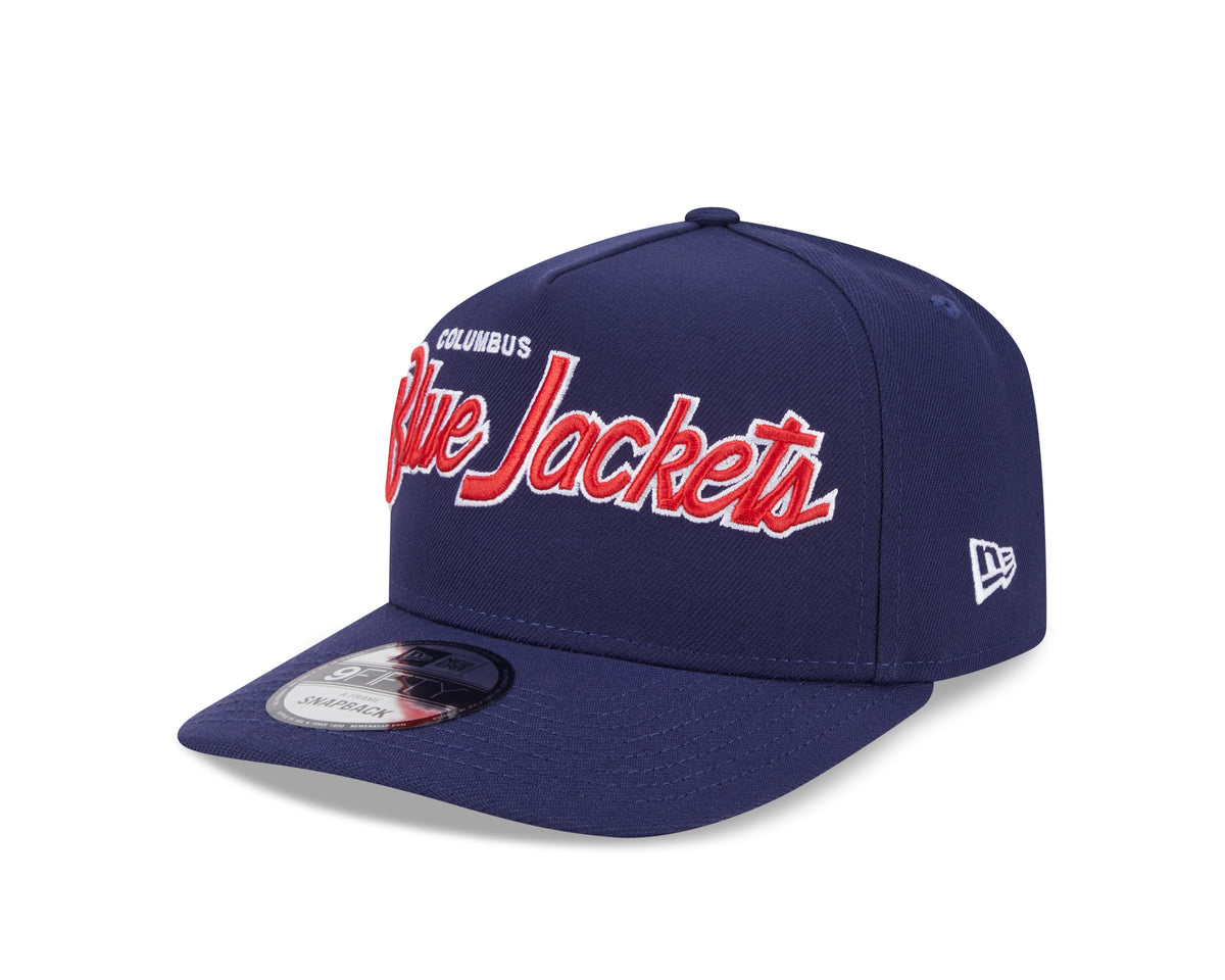 Columbus Blue Jackets NHL New Era Men Navy 9FIfty Script A-Frame Snapback product image 4, provided for visual reference and