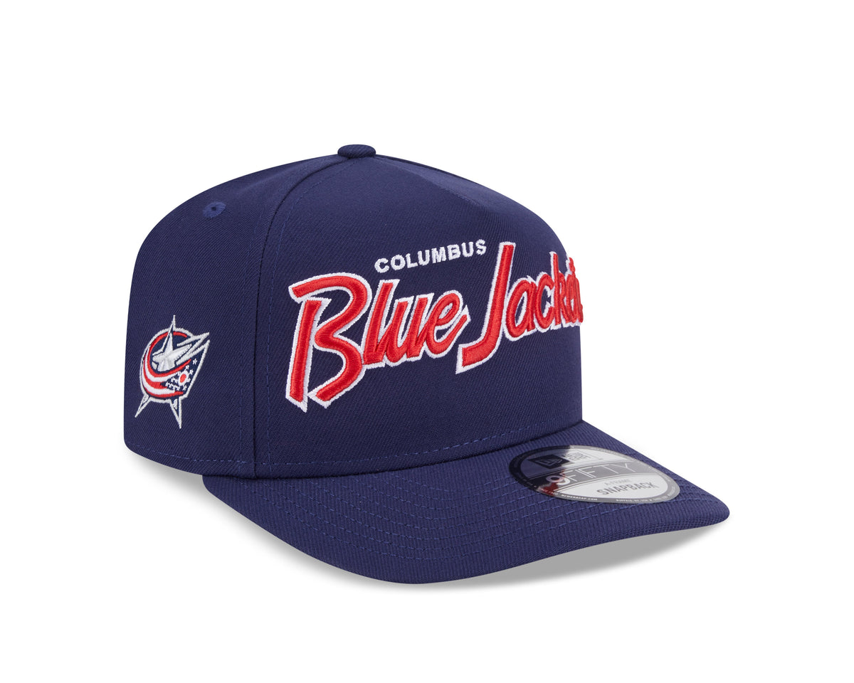 Columbus Blue Jackets NHL New Era Men Navy 9FIfty Script A-Frame Snapback product image 1, provided for visual reference and