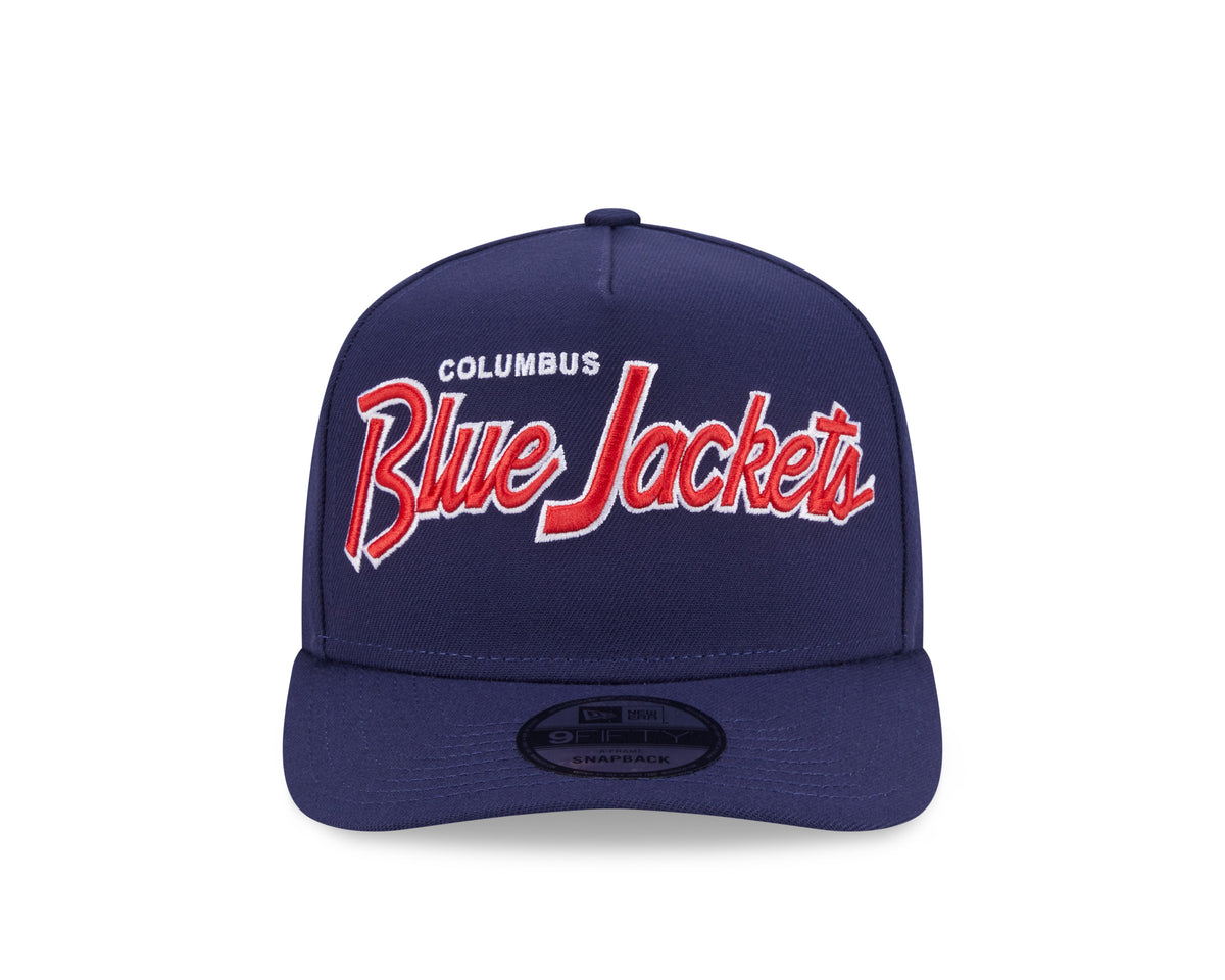 Columbus Blue Jackets NHL New Era Men Navy 9FIfty Script A-Frame Snapback product image 3, provided for visual reference and