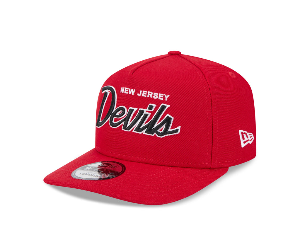 New Jersey Devils NHL New Era Men Red 9FIfty Script A-Frame Snapback product image 5, provided for visual reference and