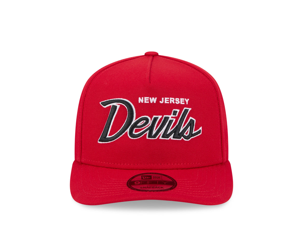 New Jersey Devils NHL New Era Men Red 9FIfty Script A-Frame Snapback product image 6, provided for visual reference and