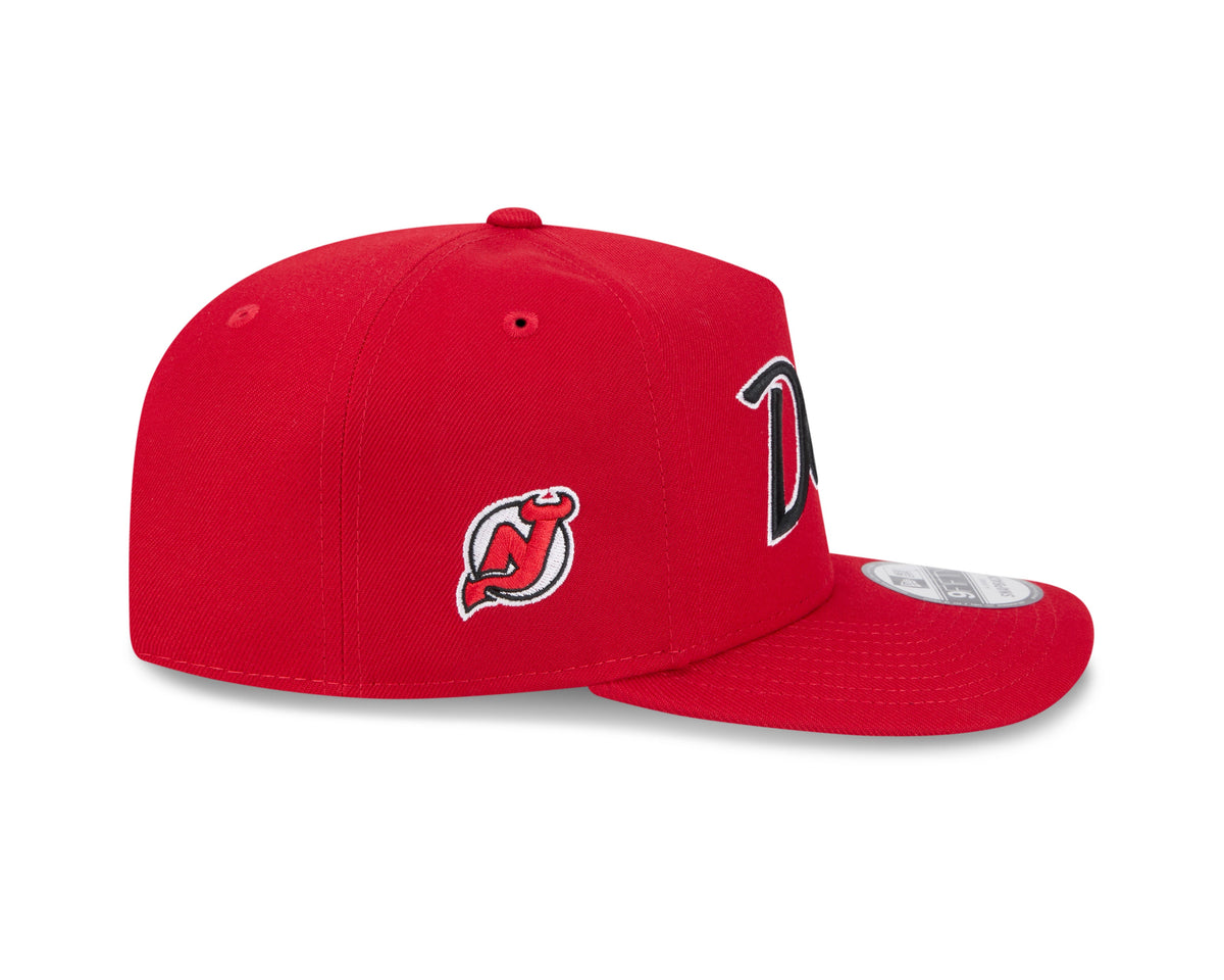 New Jersey Devils NHL New Era Men Red 9FIfty Script A-Frame Snapback product image 3, provided for visual reference and