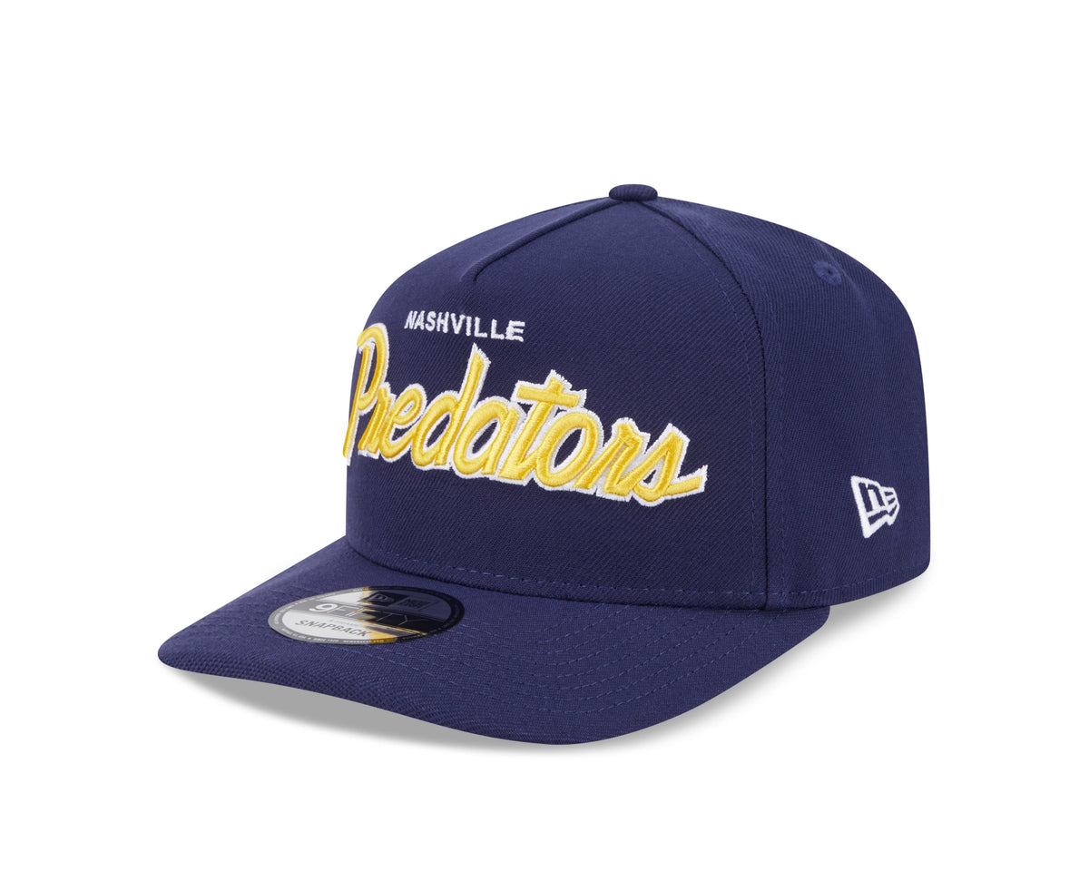 Nashville Predators NHL New Era Men Navy 9FIfty Script A-Frame Snapback product image 6, provided for visual reference and