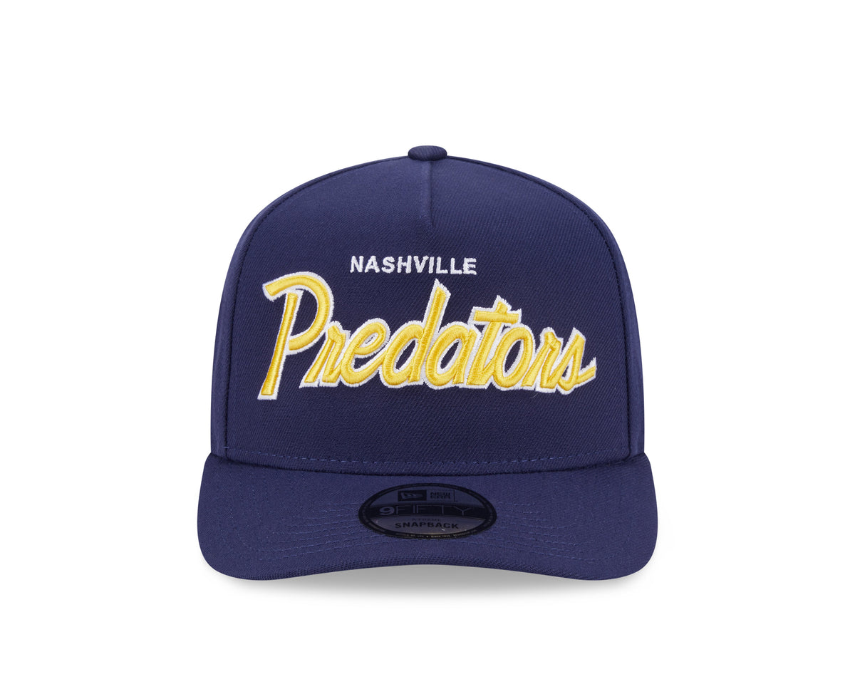 Nashville Predators NHL New Era Men Navy 9FIfty Script A-Frame Snapback product image 7, provided for visual reference and