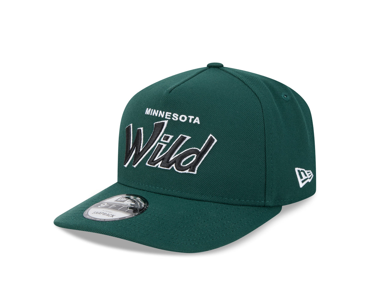 Minnesota Wild NHL New Era Men Green 9FIfty Script A-Frame Snapback product image 7, provided for visual reference and