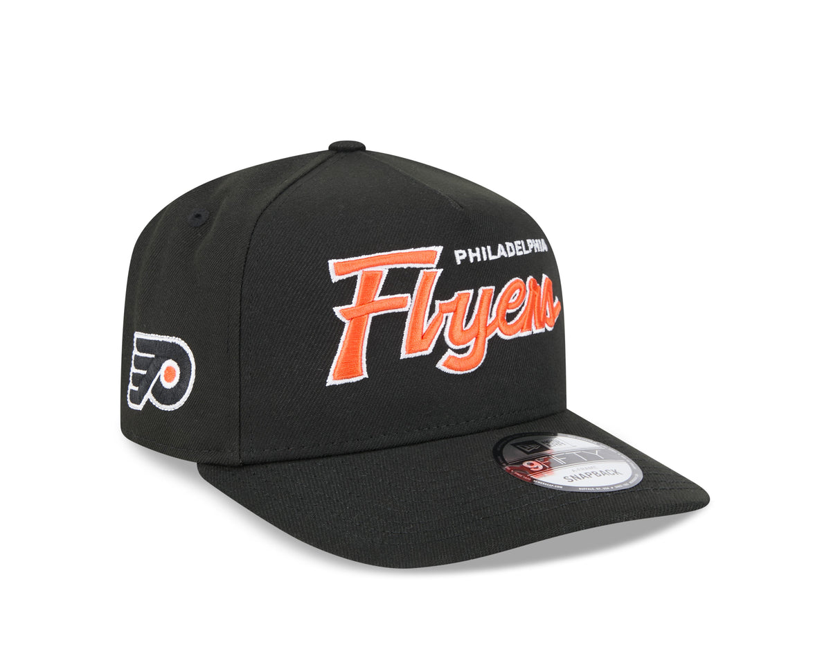 Philadelphia Flyers NHL New Era Men Black 9FIfty Script A-Frame Snapback product image 1, provided for visual reference and