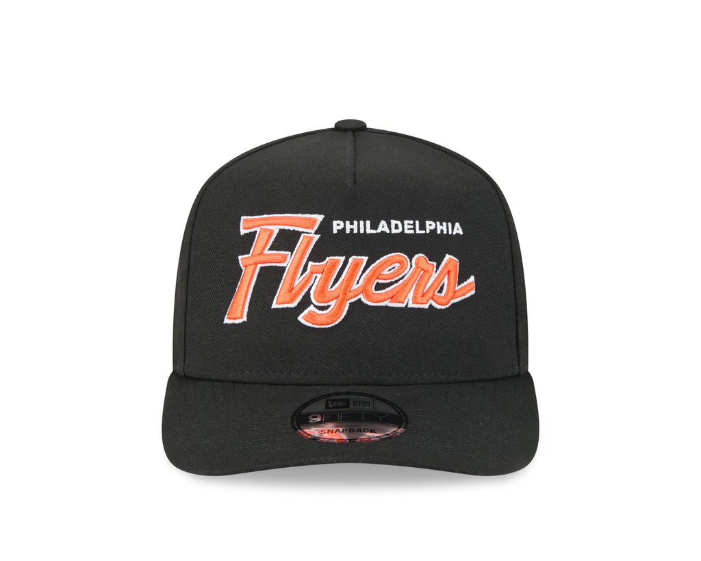 Philadelphia Flyers NHL New Era Men Black 9FIfty Script A-Frame Snapback product image 7, provided for visual reference and