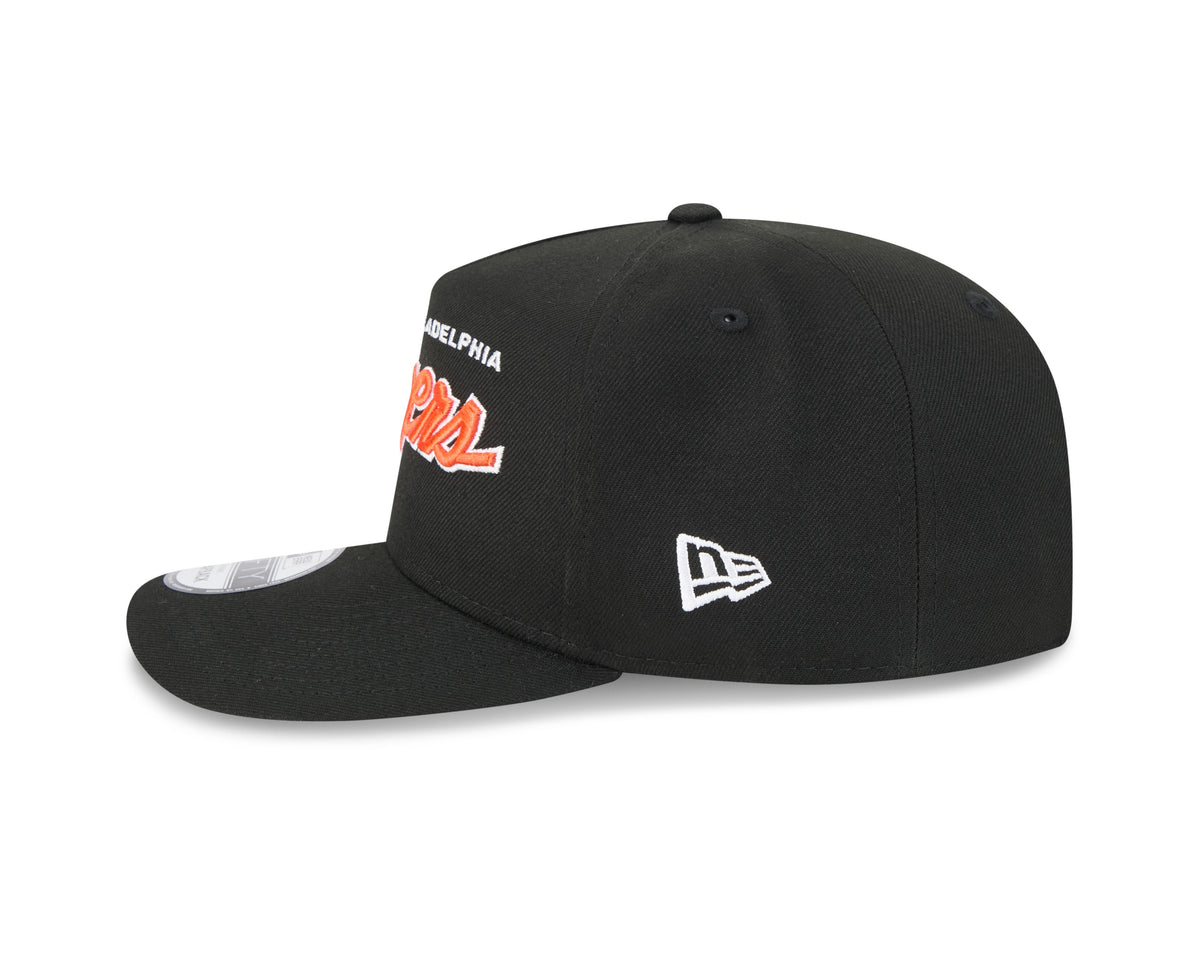 Philadelphia Flyers NHL New Era Men Black 9FIfty Script A-Frame Snapback product image 3, provided for visual reference and