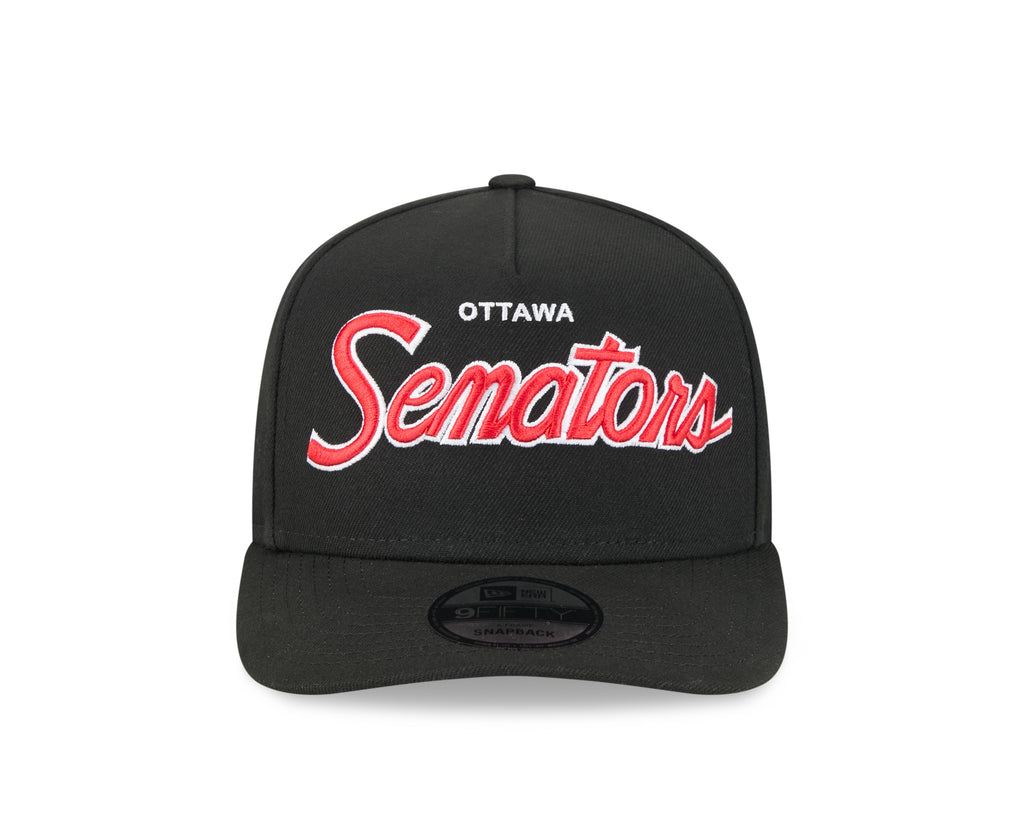 Ottawa Senators NHL New Era Men Black 9FIfty Script A-Frame Snapback product image 7, provided for visual reference and