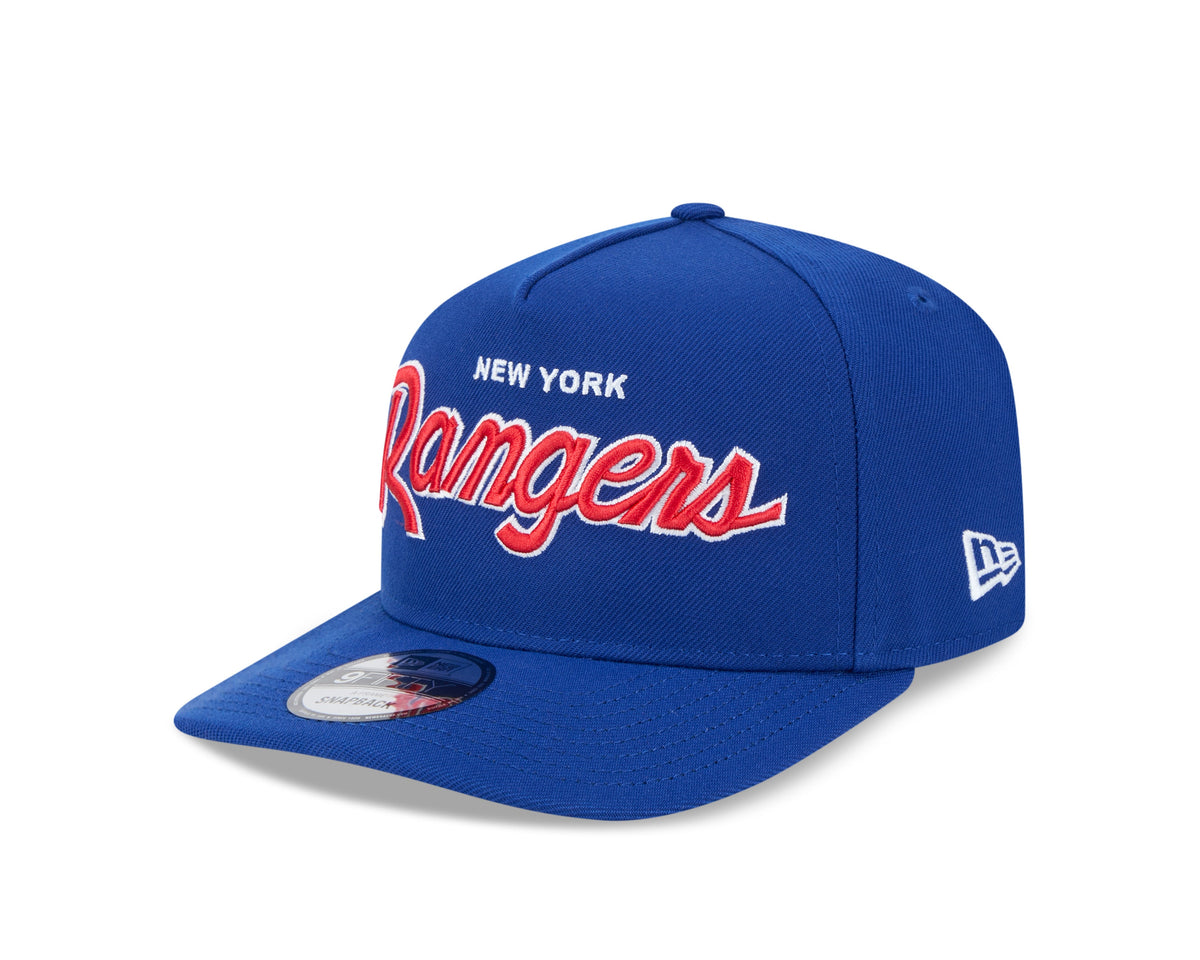 New York Rangers NHL New Era Men Royal 9FIfty Script A-Frame Snapback product image 6, provided for visual reference and