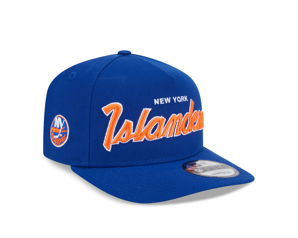 New York Islanders NHL New Era Men Royal 9FIfty Script A-Frame Snapback product image 1, provided for visual reference and