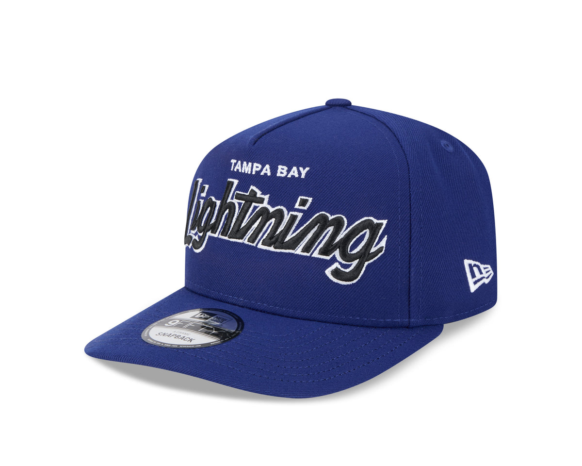 Tampa Bay Lightning NHL New Era Men Navy 9FIfty Script A-Frame Snapback product image 5, provided for visual reference and