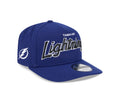 Tampa Bay Lightning NHL New Era Men Navy 9FIfty Script A-Frame Snapback product image 1, provided for visual reference and