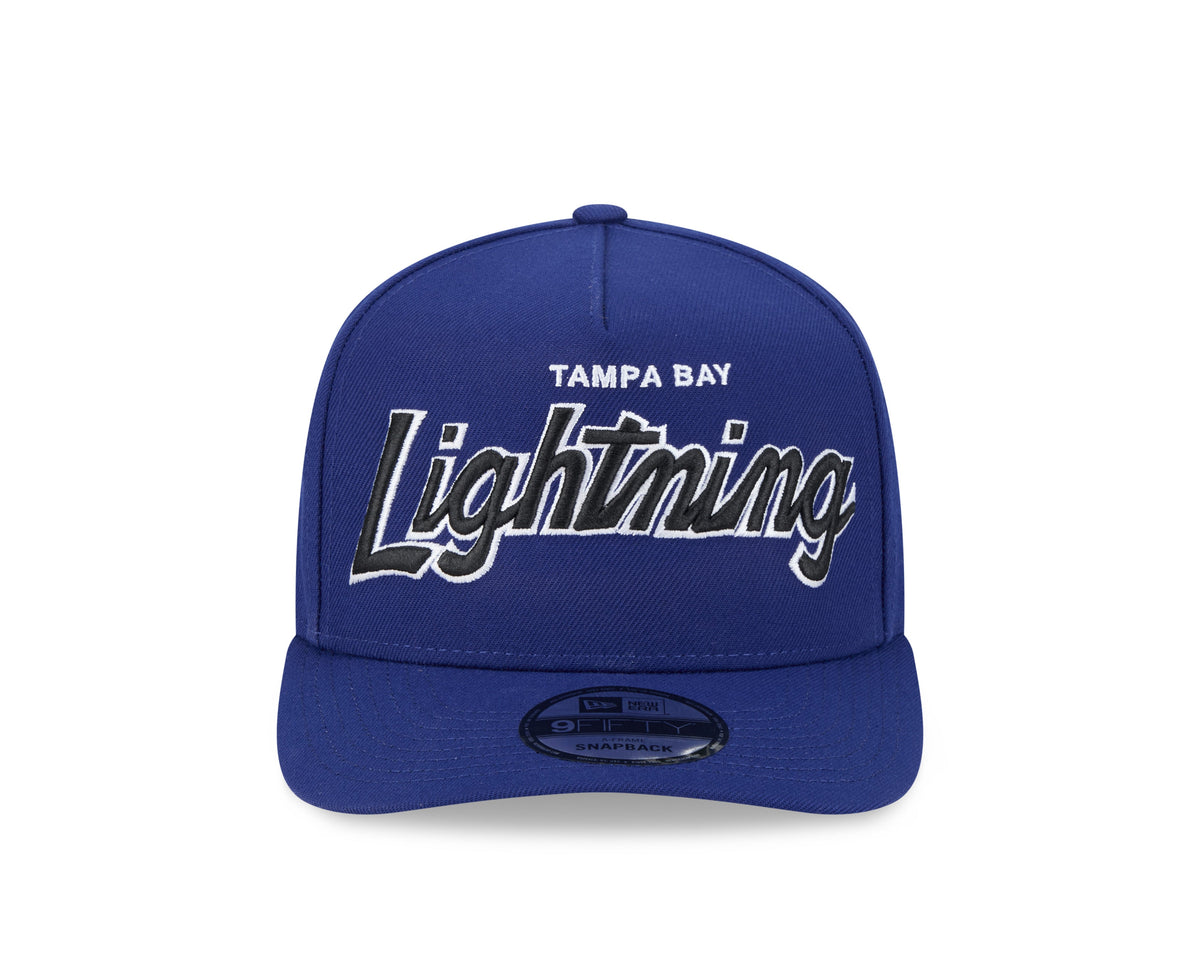 Tampa Bay Lightning NHL New Era Men Navy 9FIfty Script A-Frame Snapback product image 6, provided for visual reference and