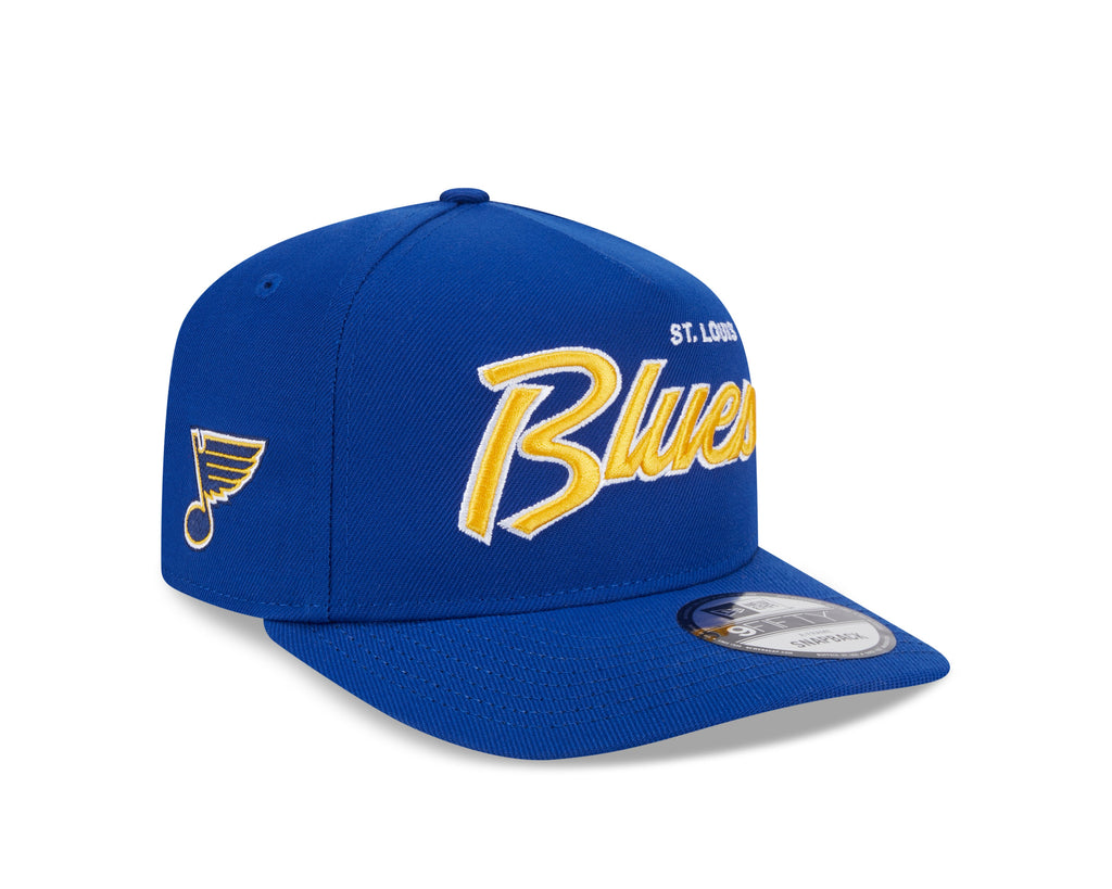 St. Louis Blues NHL New Era Men Royal 9FIfty Script A-Frame Snapback product image 1, provided for visual reference and