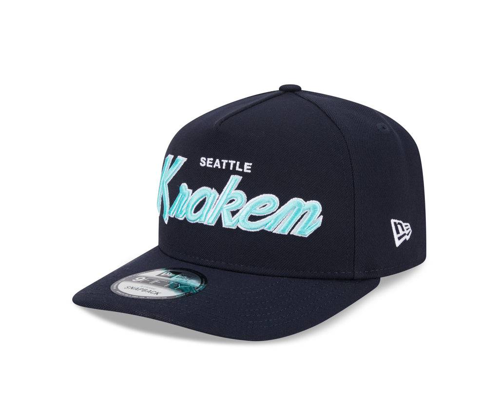 Seattle Kraken NHL New Era Men Navy 9FIfty Script A-Frame Snapback product image 5, provided for visual reference and