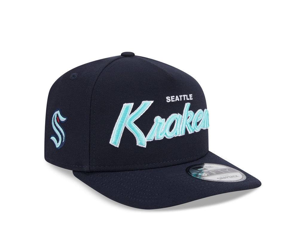 Seattle Kraken NHL New Era Men Navy 9FIfty Script A-Frame Snapback product image 1, provided for visual reference and