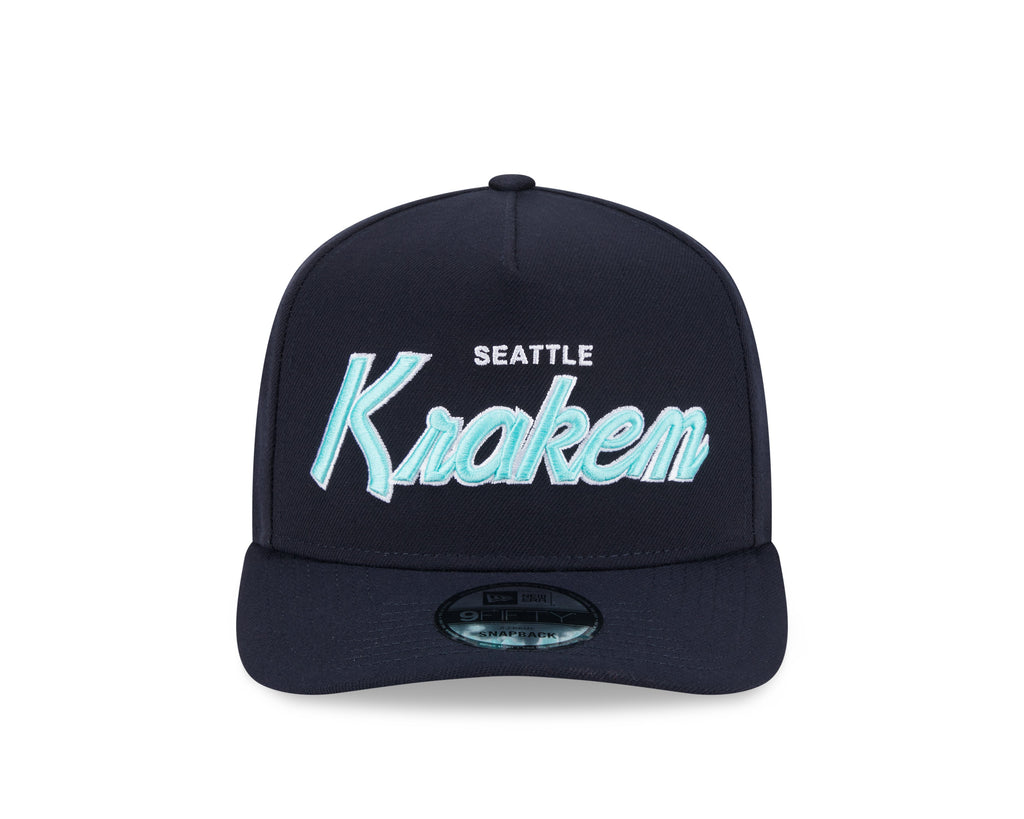 Seattle Kraken NHL New Era Men Navy 9FIfty Script A-Frame Snapback product image 6, provided for visual reference and