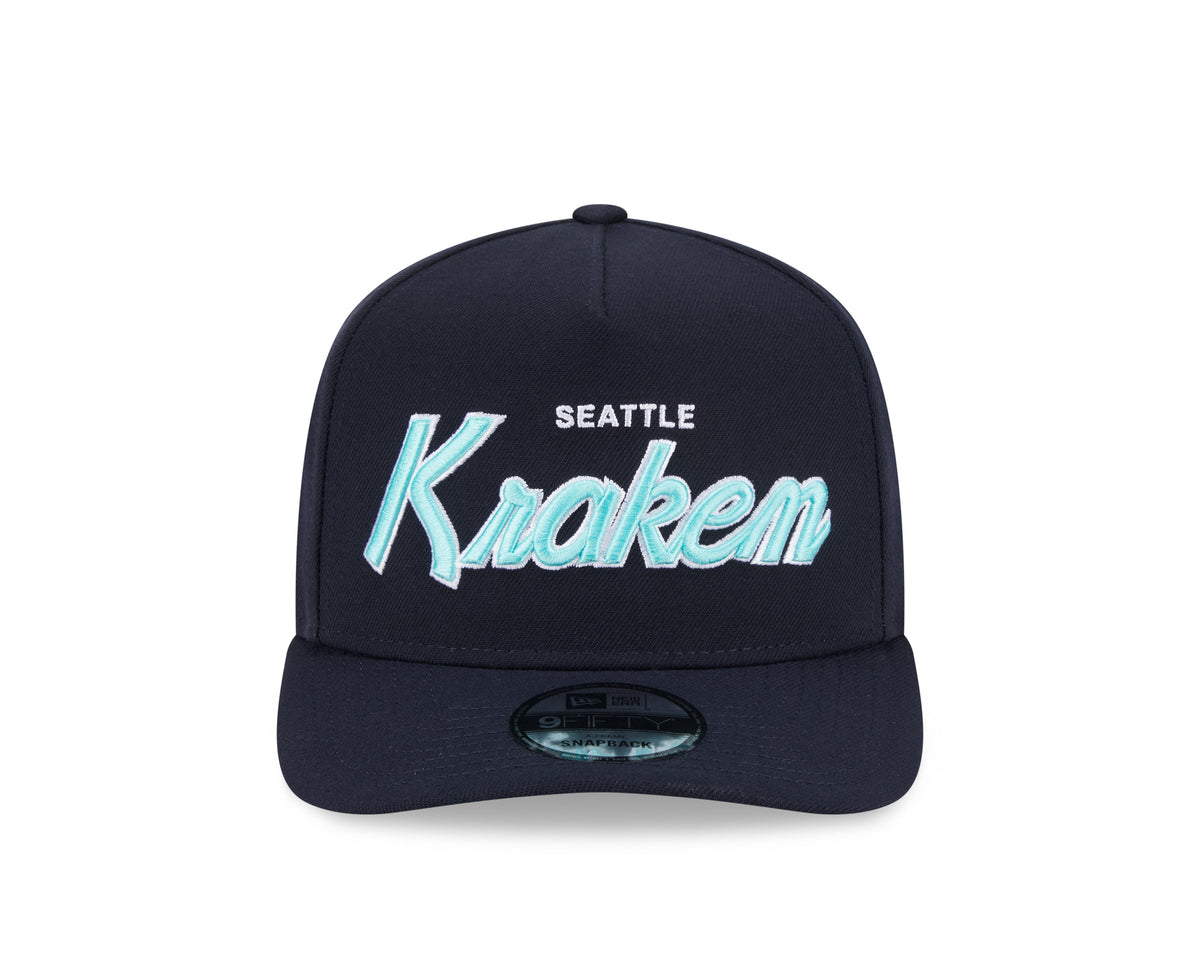 Seattle Kraken NHL New Era Men Navy 9FIfty Script A-Frame Snapback product image 6, provided for visual reference and