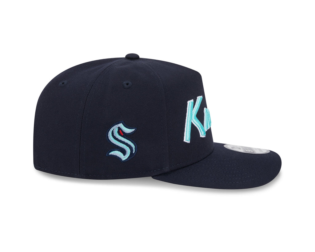 Seattle Kraken NHL New Era Men Navy 9FIfty Script A-Frame Snapback product image 3, provided for visual reference and