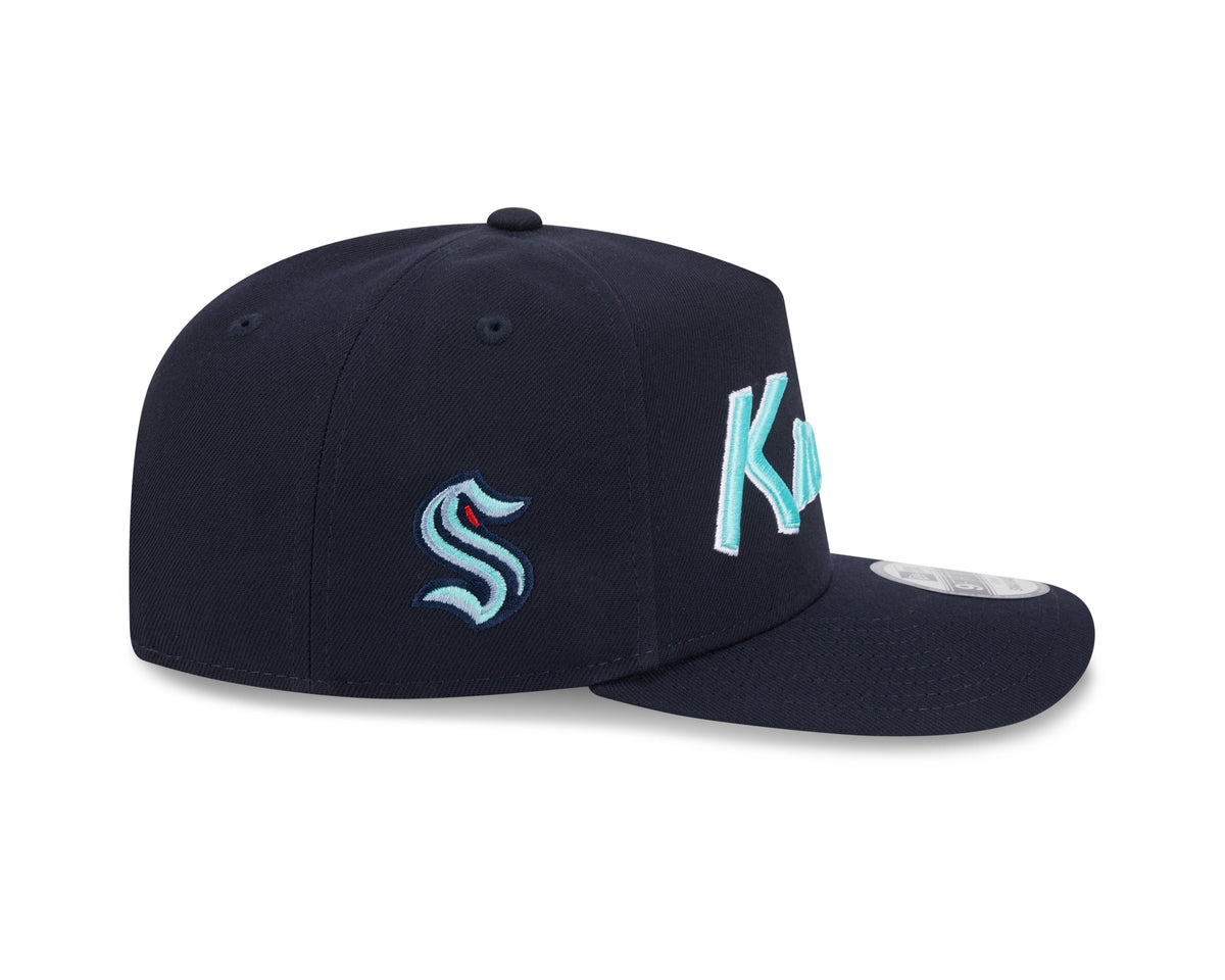 Seattle Kraken NHL New Era Men Navy 9FIfty Script A-Frame Snapback product image 3, provided for visual reference and