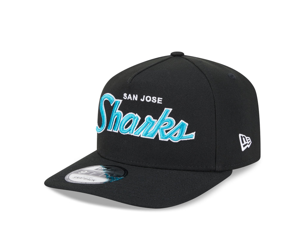 San Jose Sharks NHL New Era Men Black 9FIfty Script A-Frame Snapback product image 6, provided for visual reference and