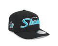 San Jose Sharks NHL New Era Men Black 9FIfty Script A-Frame Snapback product image 1, provided for visual reference and