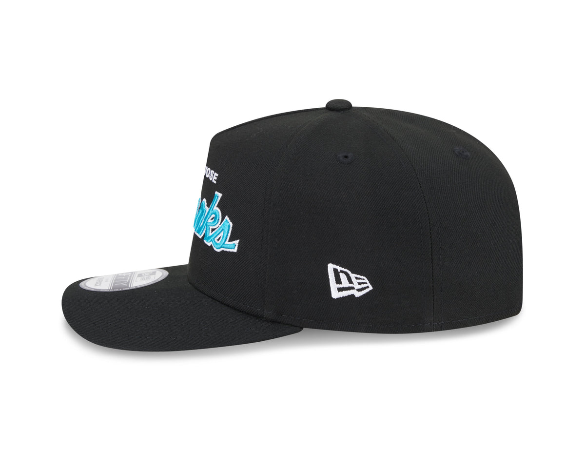 San Jose Sharks NHL New Era Men Black 9FIfty Script A-Frame Snapback product image 3, provided for visual reference and