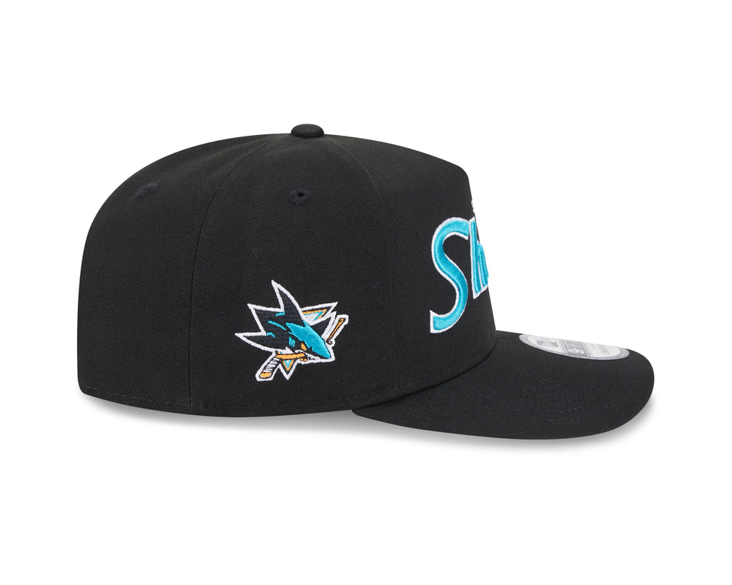 San Jose Sharks NHL New Era Men Black 9FIfty Script A-Frame Snapback product image 4, provided for visual reference and