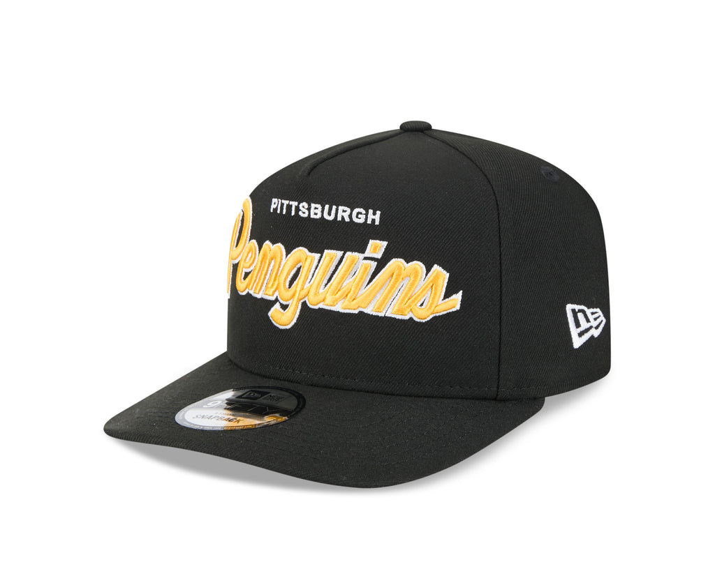 Pittsburgh Penguins NHL New Era Men Black 9FIfty Script A-Frame Snapback product image 6, provided for visual reference and