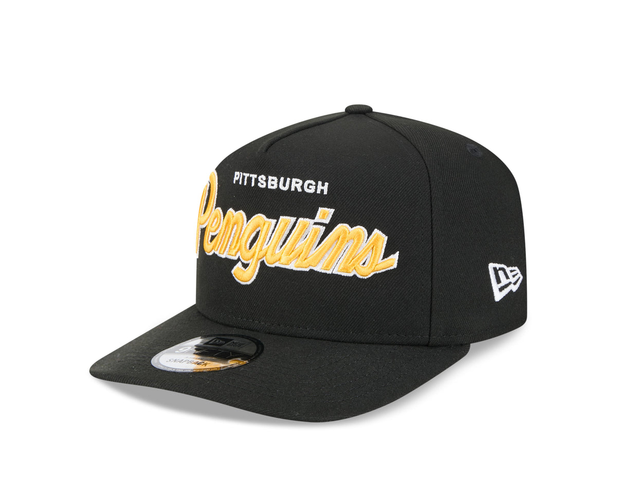 Pittsburgh Penguins NHL New Era Men Black 9FIfty Script A-Frame Snapback product image 6, provided for visual reference and