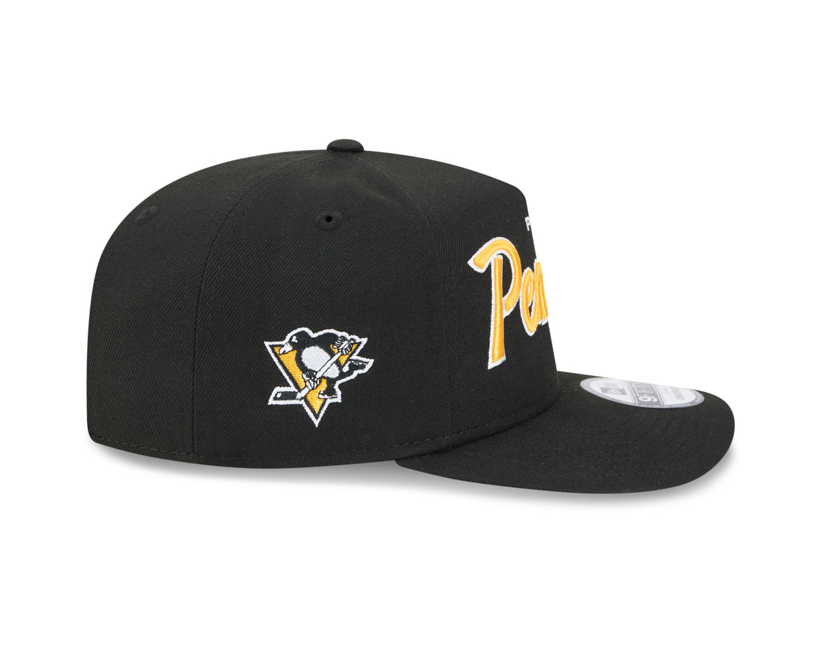 Pittsburgh Penguins NHL New Era Men Black 9FIfty Script A-Frame Snapback product image 4, provided for visual reference and