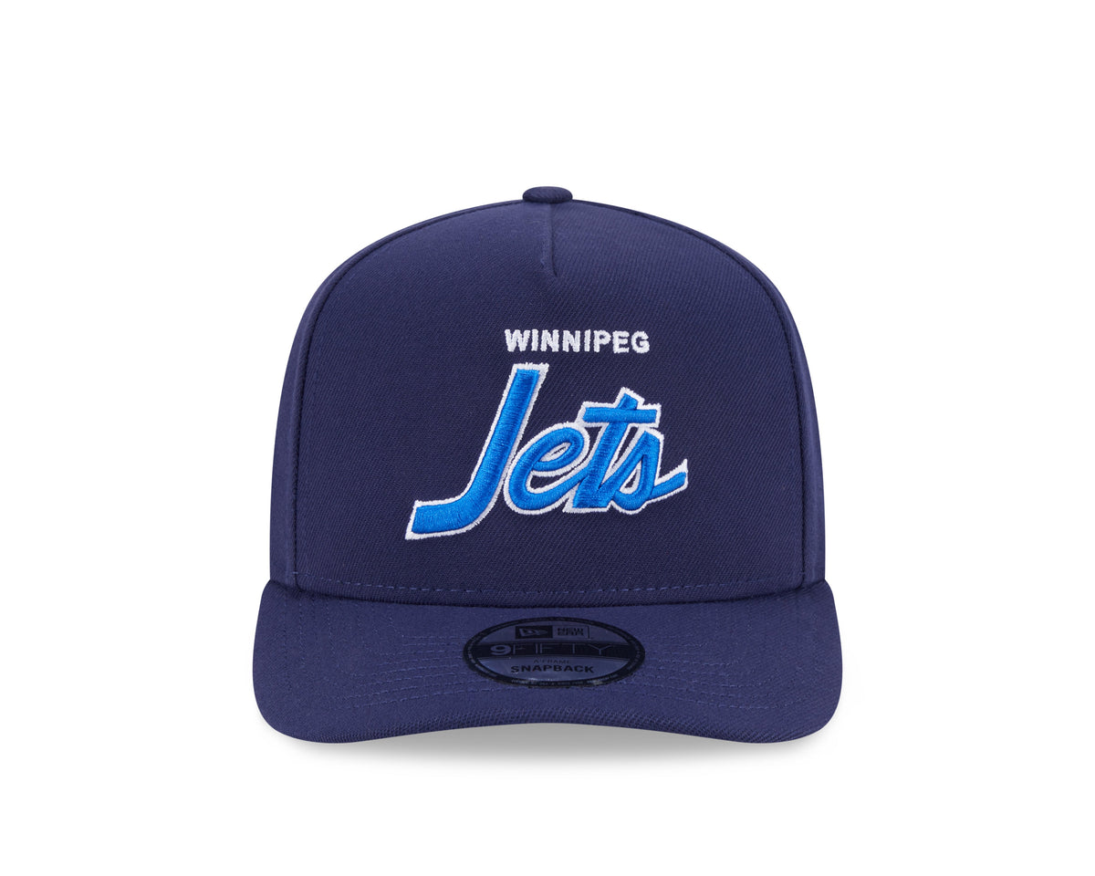 Winnipeg Jets NHL New Era Men Navy 9FIfty Script A-Frame Snapback product image 6, provided for visual reference and product