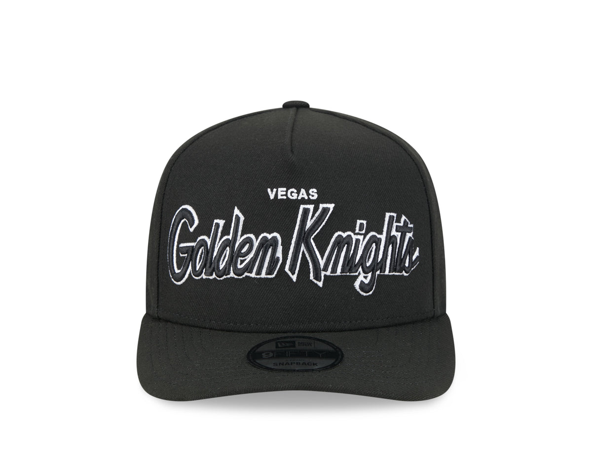 Vegas Golden Knights NHL New Era Men Black 9FIfty Script A-Frame Snapback product image 6, provided for visual reference and