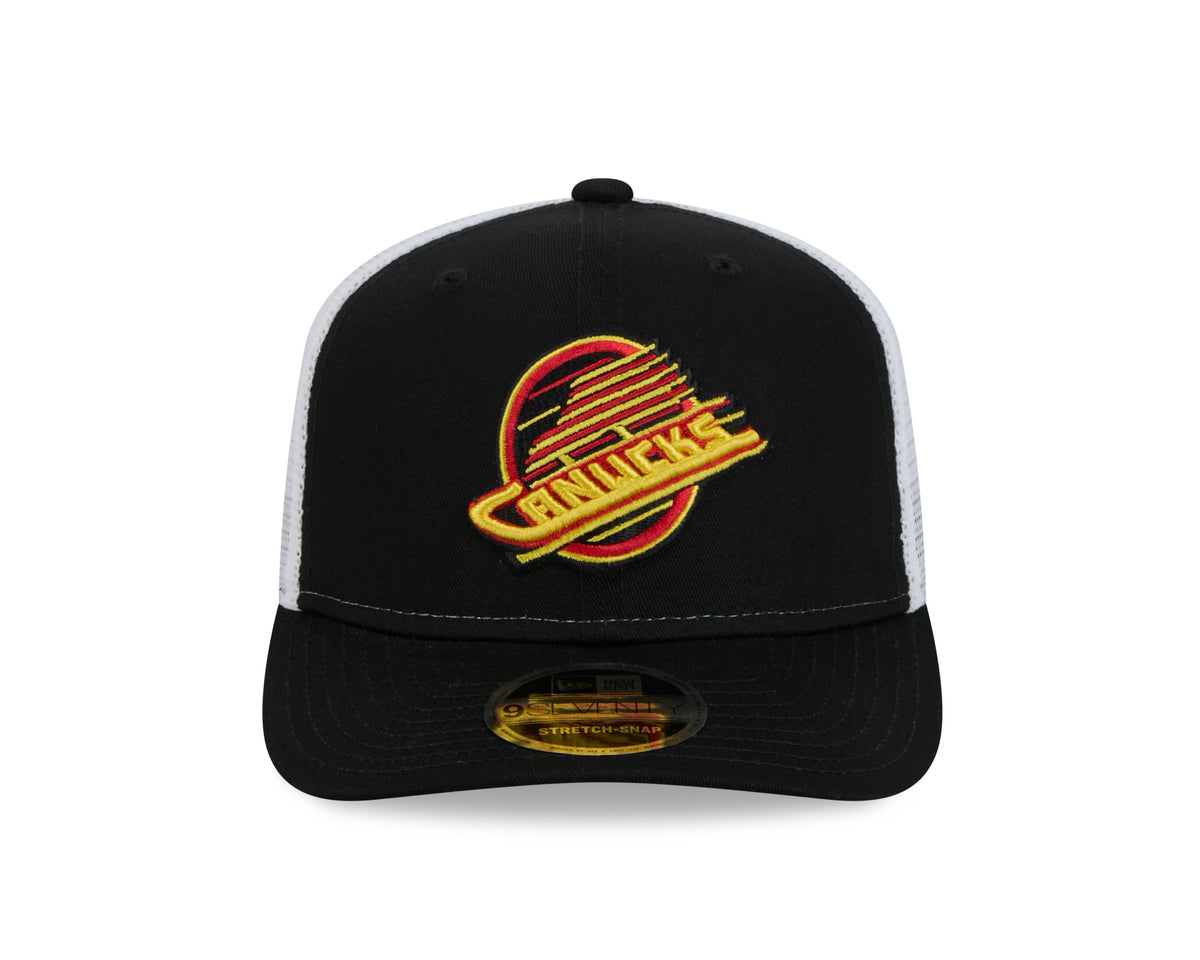 Vancouver Canucks NHL New Era Men Black 9Seventy Trucker Snapback Hat product image 4, provided for visual reference and