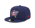 Columbus Blue Jackets NHL New Era Men Navy 59Fifty Core Fitted Hat product image 1, provided for visual reference and