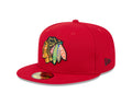 Chicago Blackhawks NHL New Era Men Red 59Fifty Core Fitted Hat product image 1, provided for visual reference and product