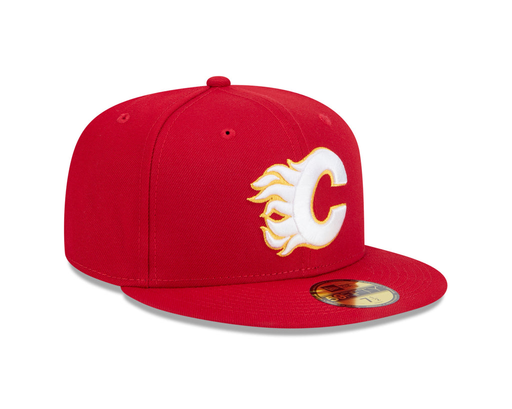Calgary Flames NHL New Era Men Red 59Fifty Core Fitted Hat product image 4, provided for visual reference and product detail