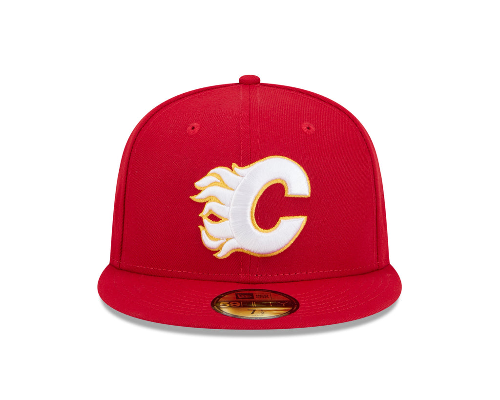 Calgary Flames NHL New Era Men Red 59Fifty Core Fitted Hat product image 7, provided for visual reference and product detail