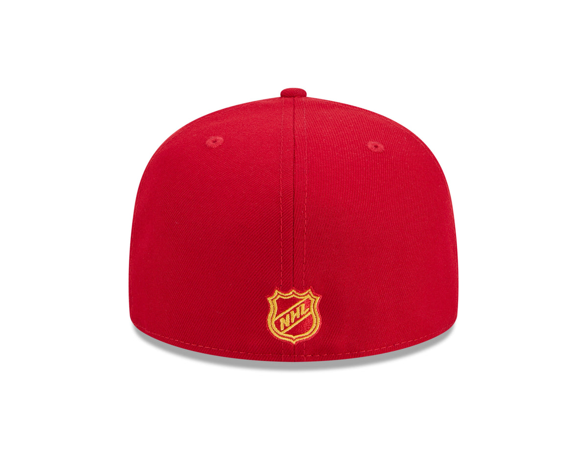 Calgary Flames NHL New Era Men Red 59Fifty Core Fitted Hat product image 2, provided for visual reference and product detail