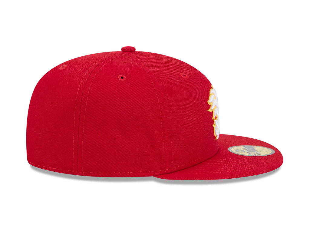 Calgary Flames NHL New Era Men Red 59Fifty Core Fitted Hat product image 6, provided for visual reference and product detail