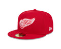 Detroit Red Wings NHL New Era Men Red 59Fifty Core Fitted Hat product image 1, provided for visual reference and product