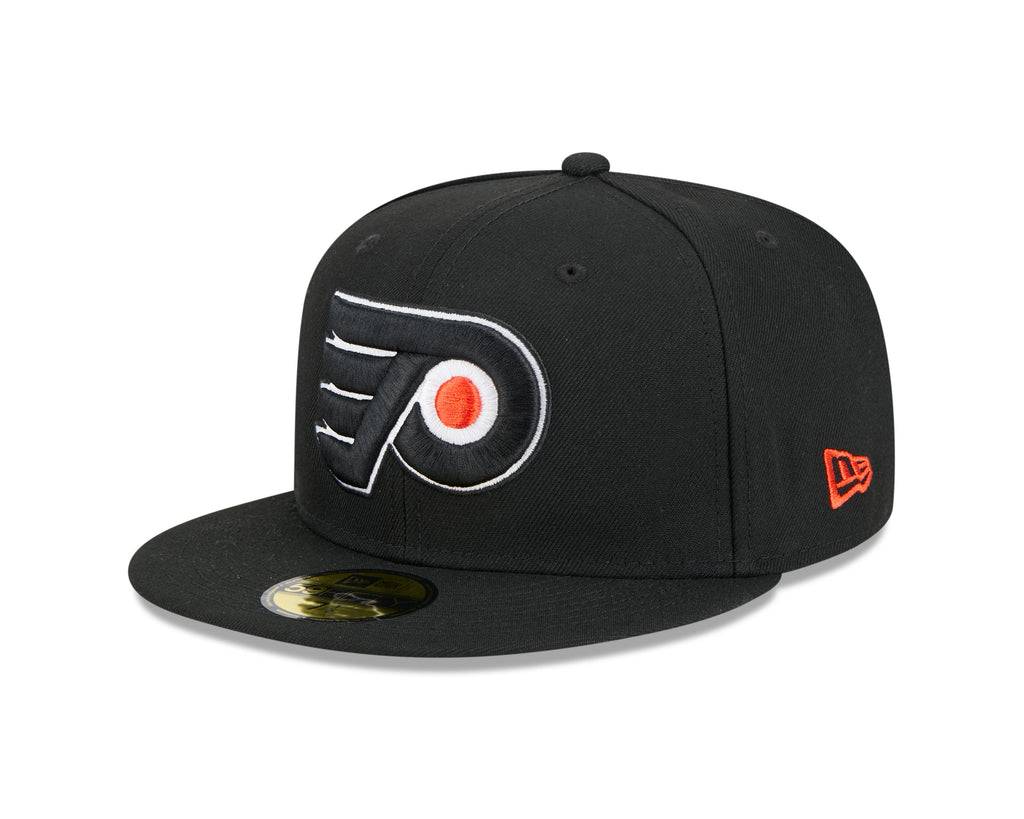 Philadelphia Flyers NHL New Era Men Black 59Fifty Core Fitted Hat product image 1, provided for visual reference and product