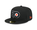 Philadelphia Flyers NHL New Era Men Black 59Fifty Core Fitted Hat product image 1, provided for visual reference and product