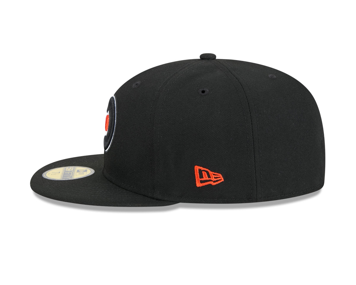 Philadelphia Flyers NHL New Era Men Black 59Fifty Core Fitted Hat product image 3, provided for visual reference and product
