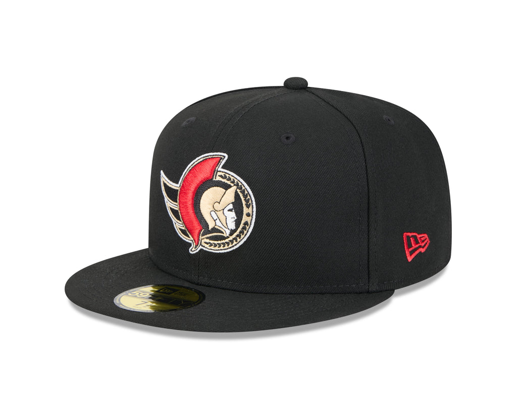 Ottawa Senators NHL New Era Men Black 59Fifty Core Fitted Hat product image 1, provided for visual reference and product