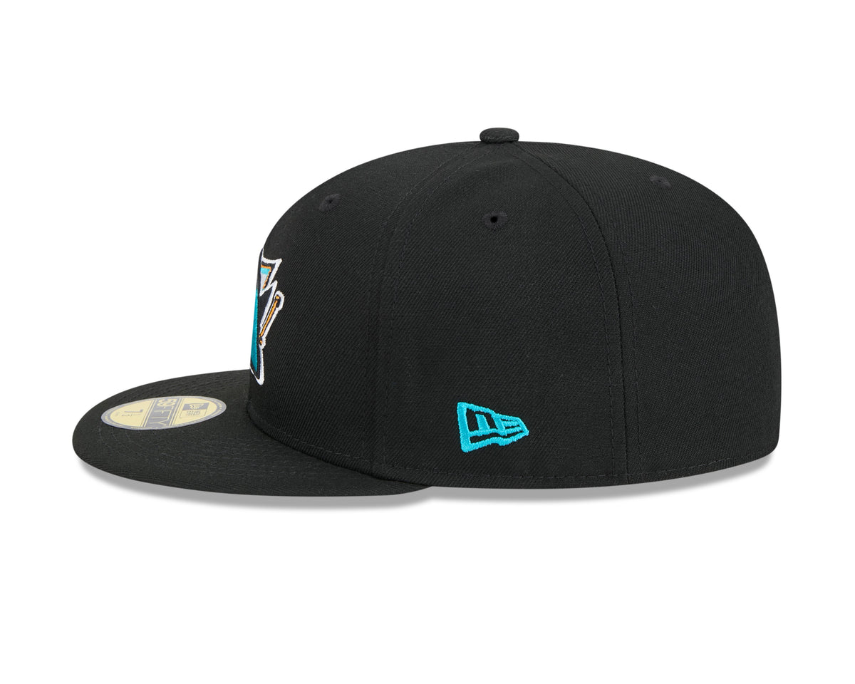 San Jose Sharks NHL New Era Men Black 59Fifty Core Fitted Hat product image 5, provided for visual reference and product