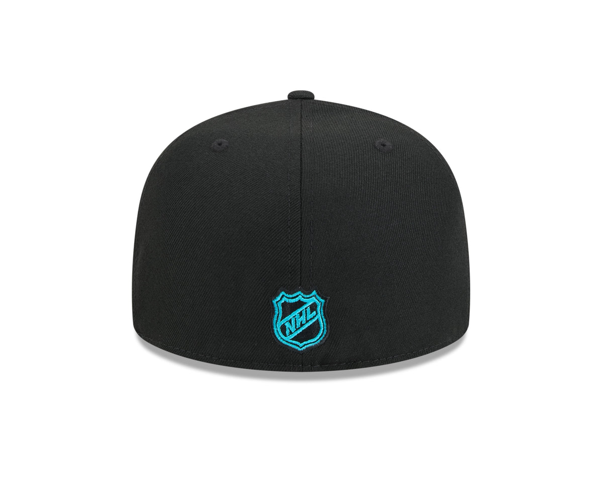 San Jose Sharks NHL New Era Men Black 59Fifty Core Fitted Hat product image 2, provided for visual reference and product