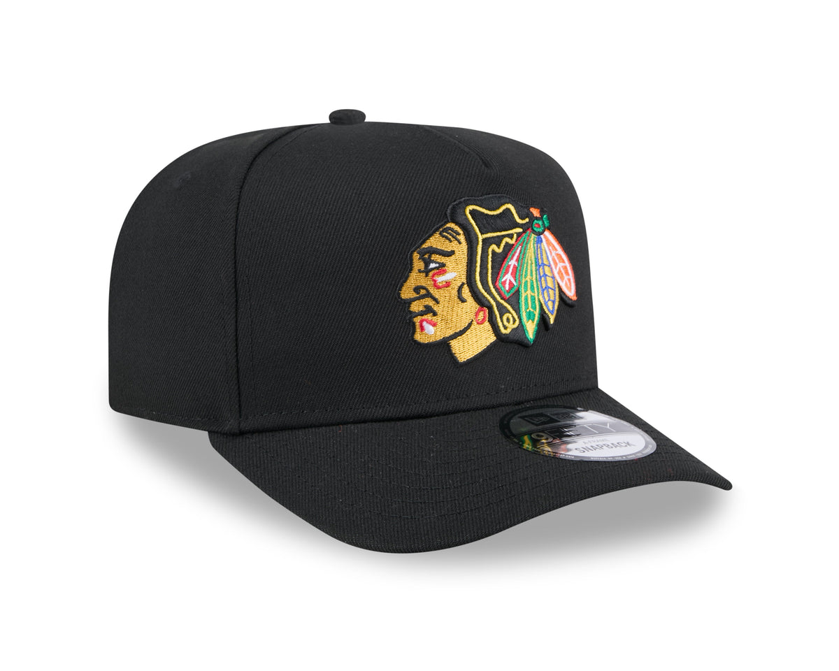 Chicago Blackhawks NHL New Era Men Black 9FIfty A-Frame Snapback Hat product image 4, provided for visual reference and